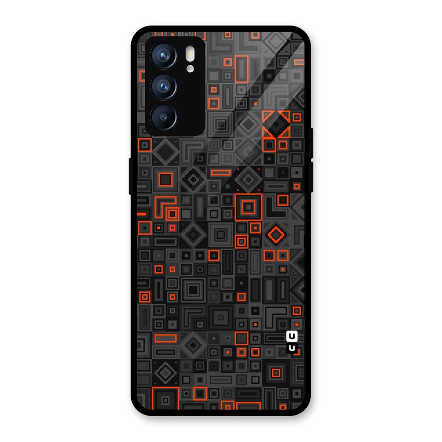 Orange Shapes Abstract Glass Back Case for Oppo Reno6 5G