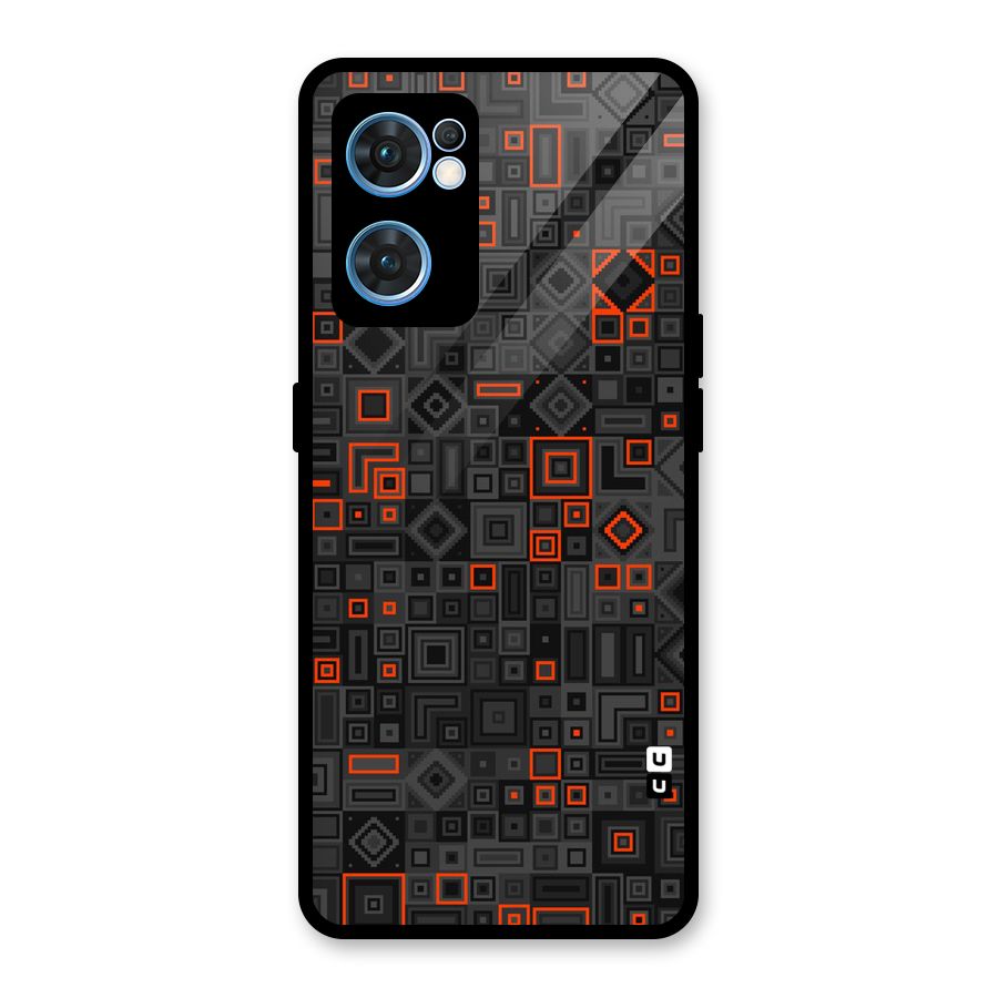 Orange Shapes Abstract Glass Back Case for Oppo Reno7 5G