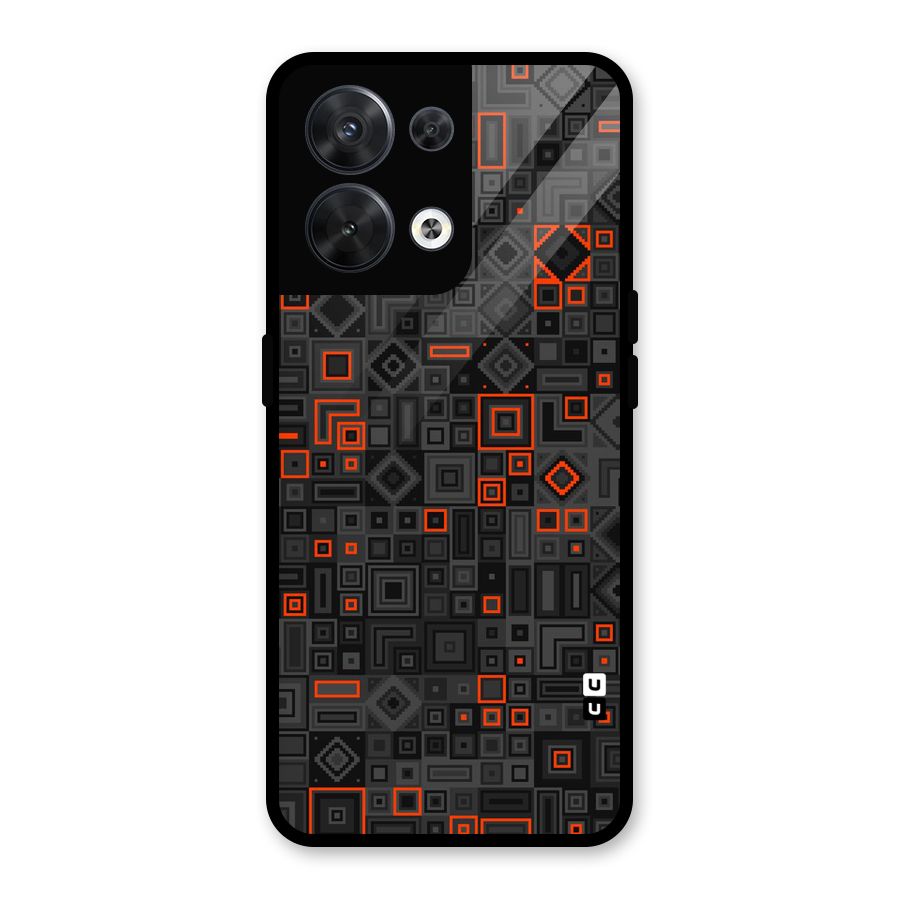 Orange Shapes Abstract Glass Back Case for Oppo Reno8 5G