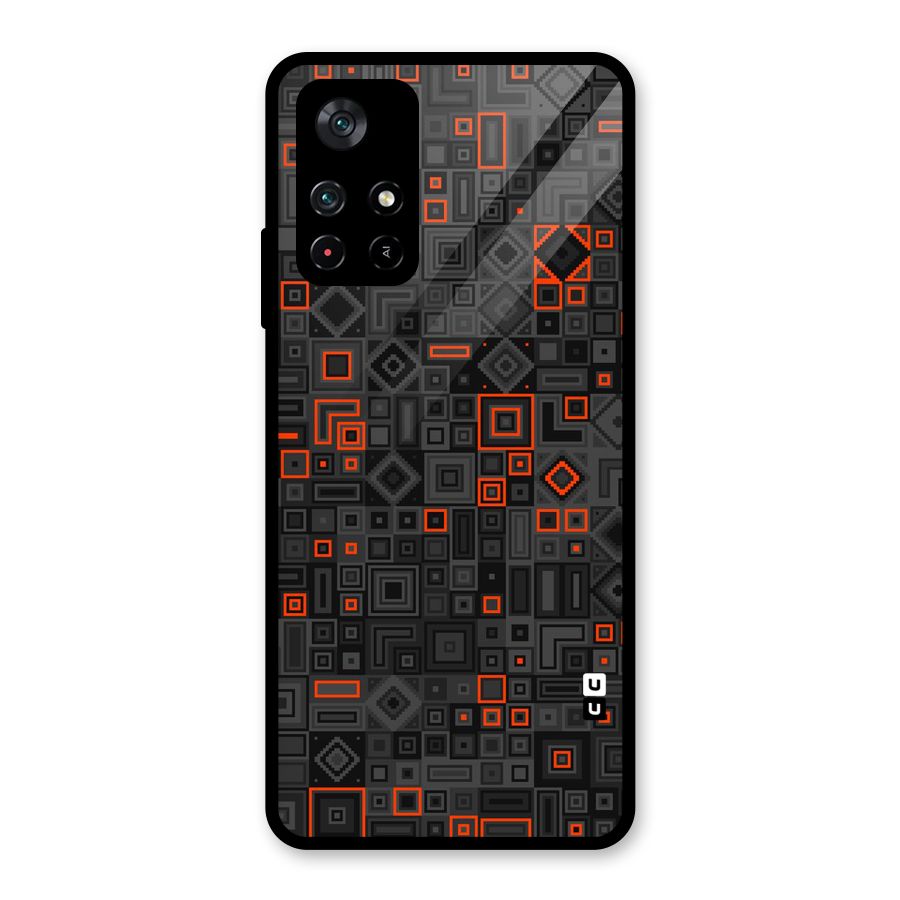 Orange Shapes Abstract Glass Back Case for Poco M4 Pro 5G