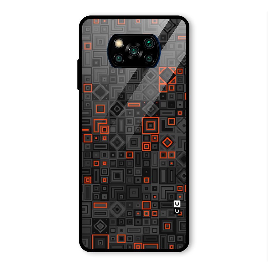 Orange Shapes Abstract Glass Back Case for Poco X3 Pro