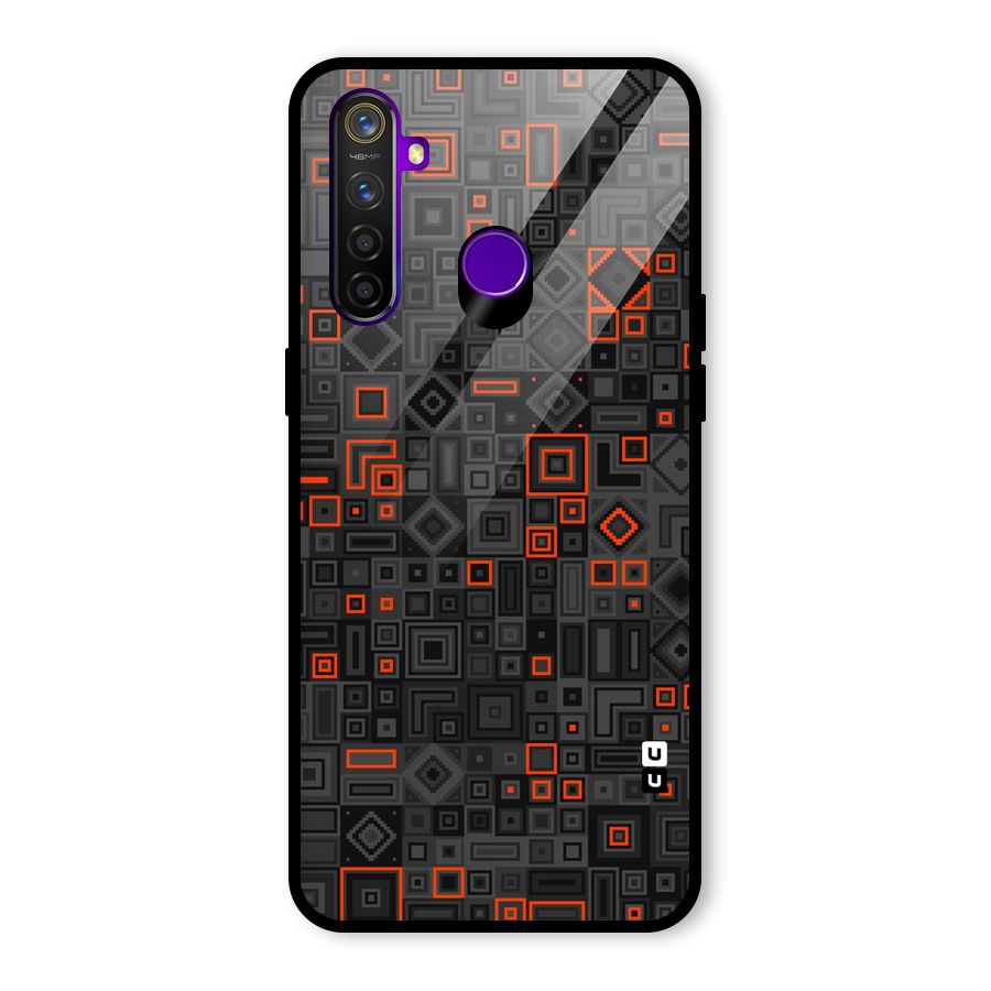 Orange Shapes Abstract Glass Back Case for Realme 5 Pro