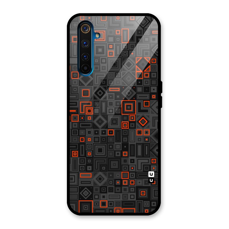 Orange Shapes Abstract Glass Back Case for Realme 6 Pro