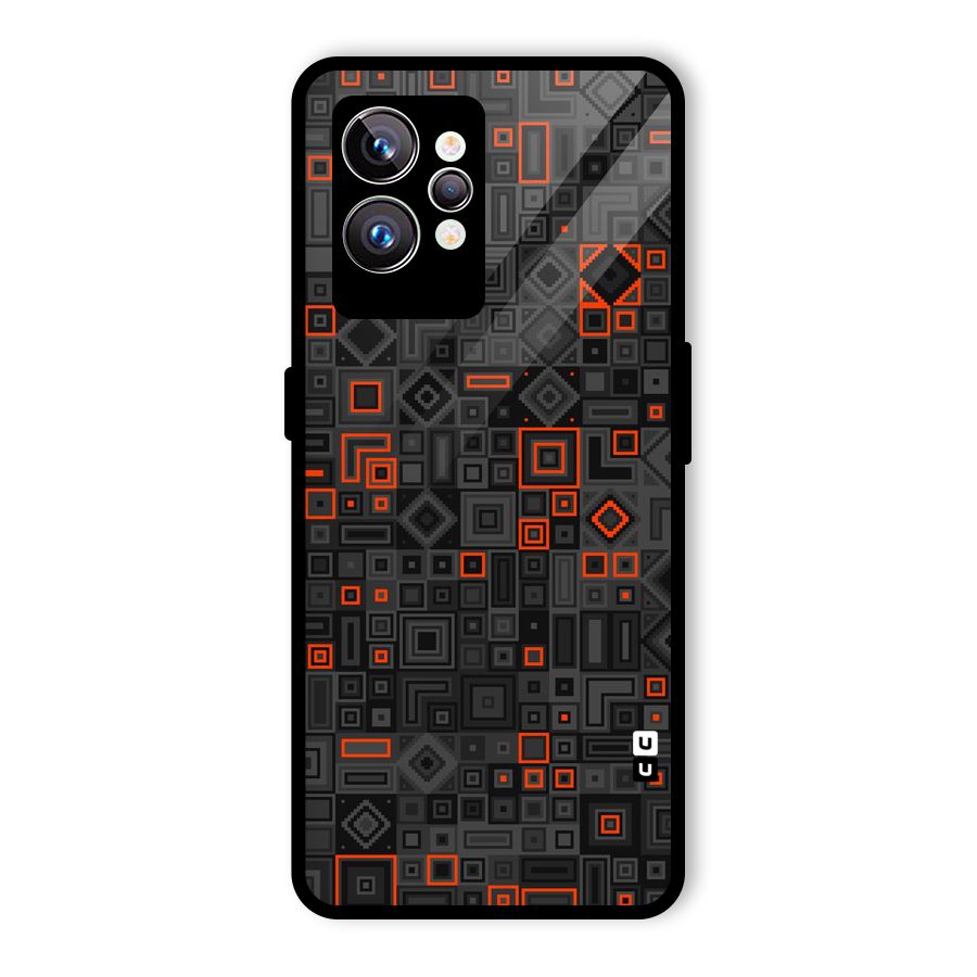 Orange Shapes Abstract Glass Back Case for Realme GT2 Pro