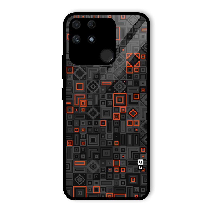 Orange Shapes Abstract Glass Back Case for Realme Narzo 50A