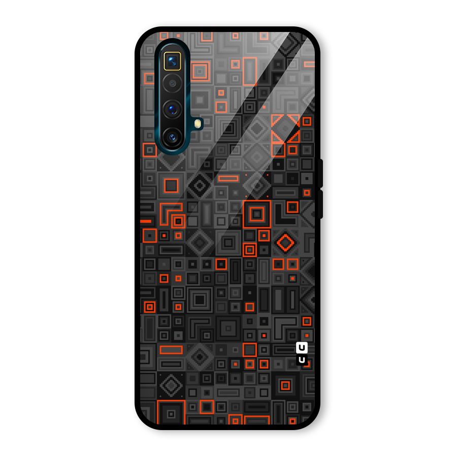 Orange Shapes Abstract Glass Back Case for Realme X3