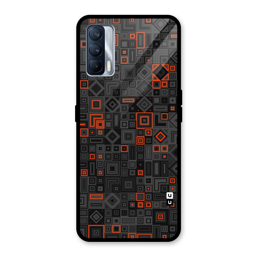 Orange Shapes Abstract Glass Back Case for Realme X7