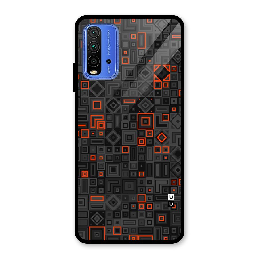 Orange Shapes Abstract Glass Back Case for Redmi 9 Power