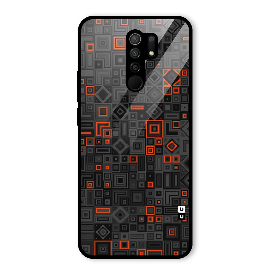 Orange Shapes Abstract Glass Back Case for Redmi 9 Prime