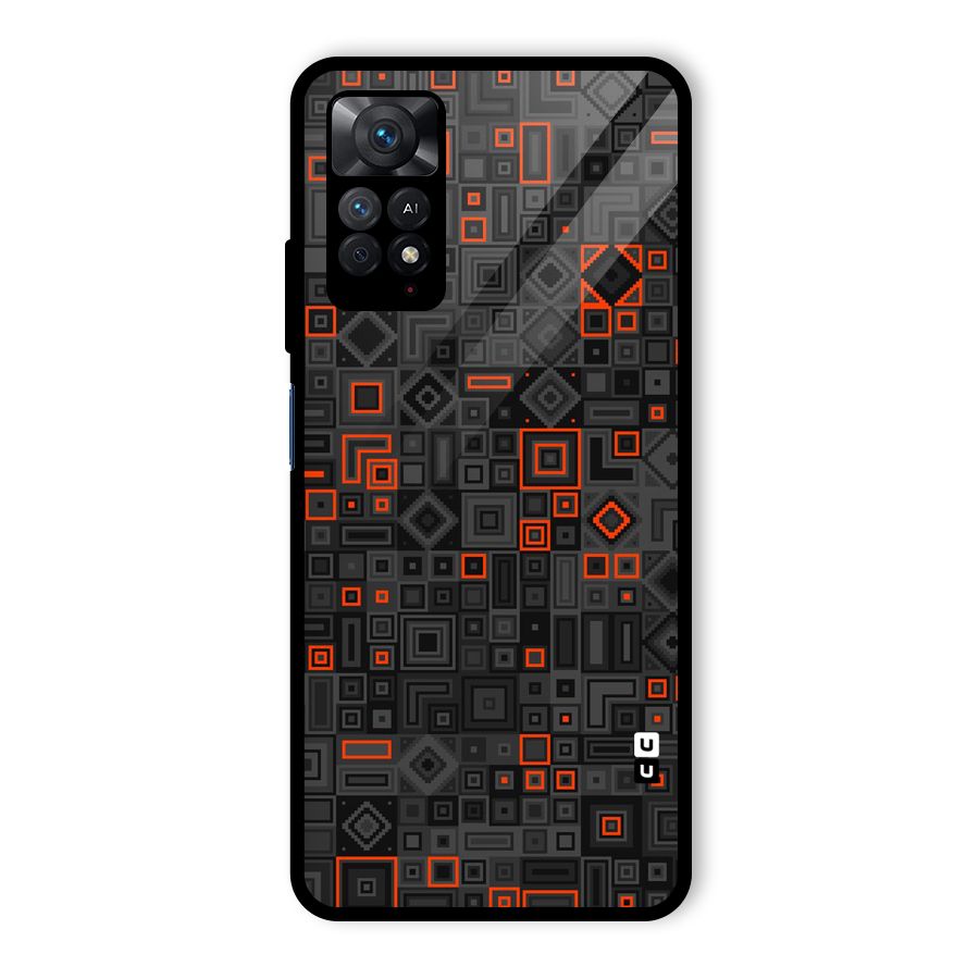 Orange Shapes Abstract Glass Back Case for Redmi Note 11 Pro