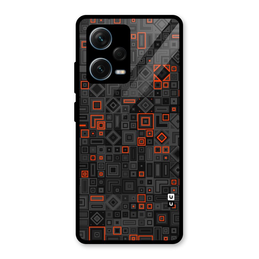 Orange Shapes Abstract Glass Back Case for Redmi Note 12 Pro Plus 5G