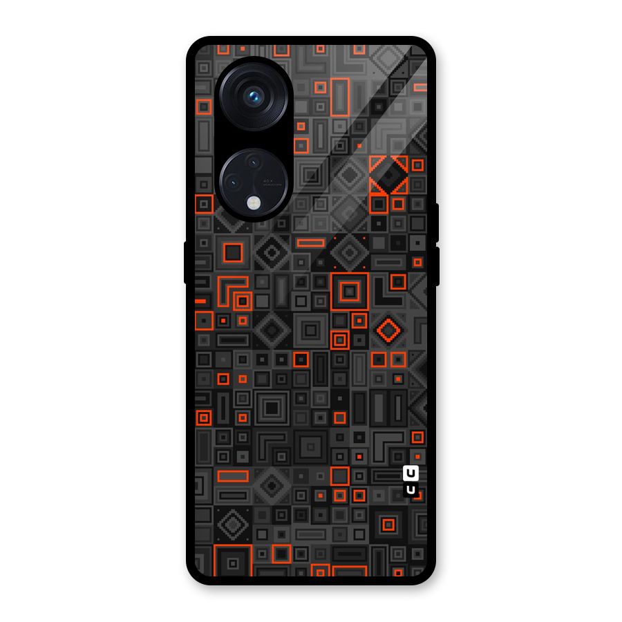 Orange Shapes Abstract Glass Back Case for Reno8 T 5G