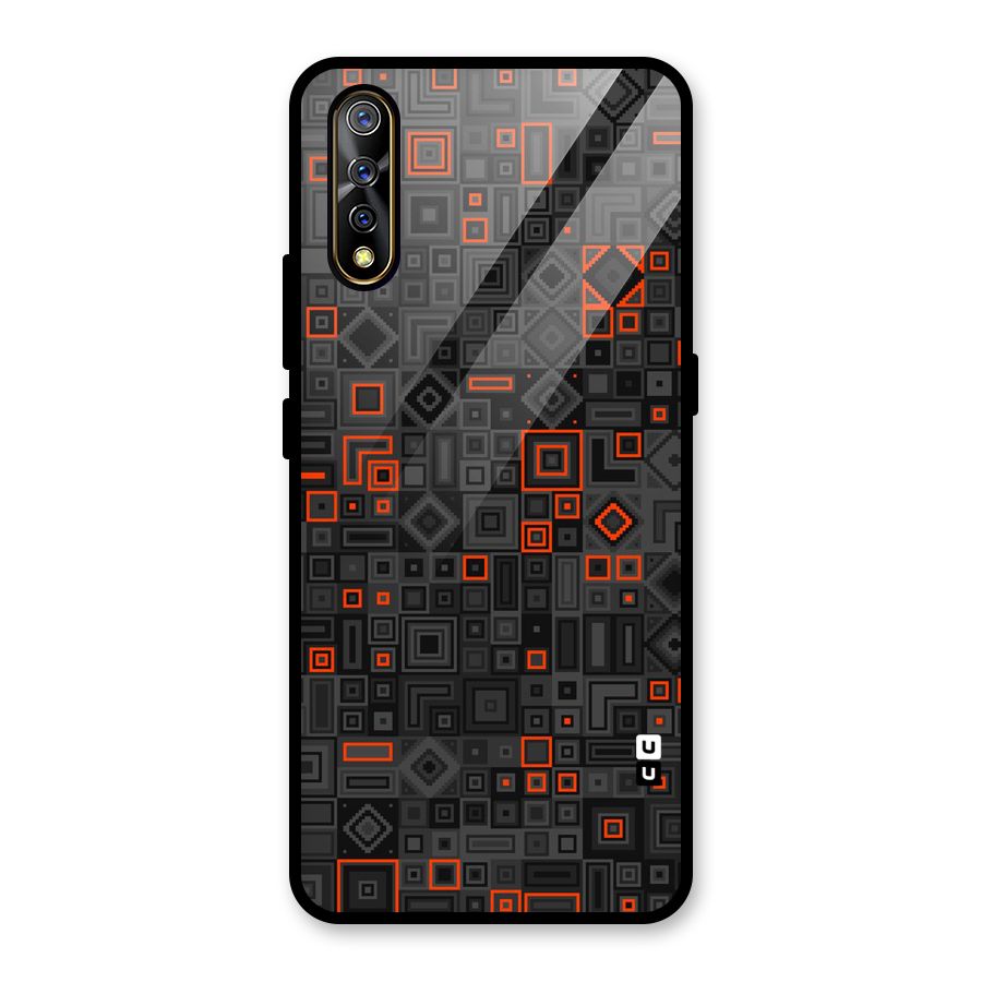 Orange Shapes Abstract Glass Back Case for Vivo S1