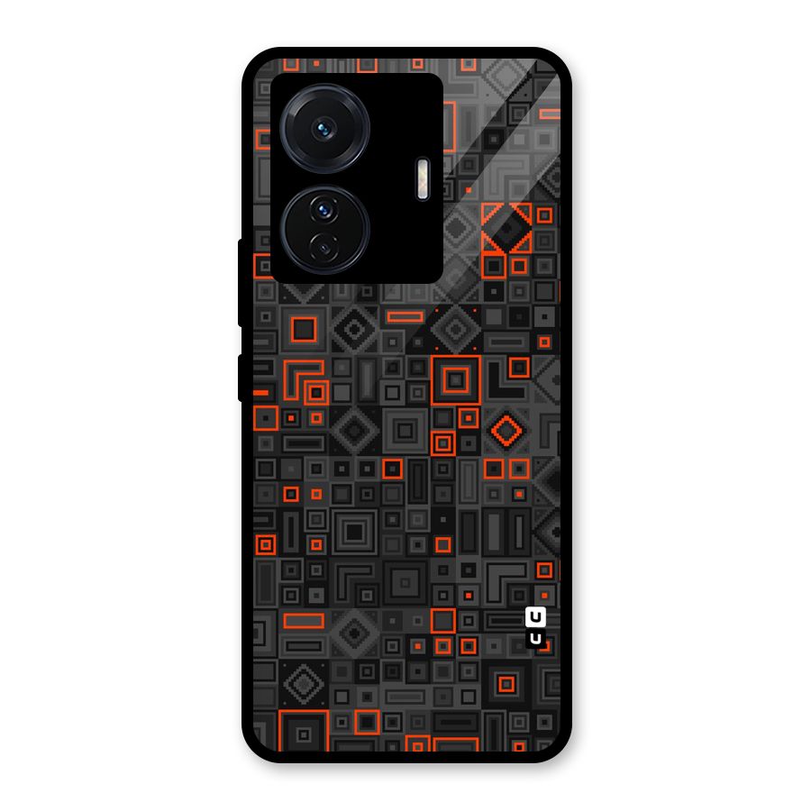 Orange Shapes Abstract Glass Back Case for Vivo T1 Pro