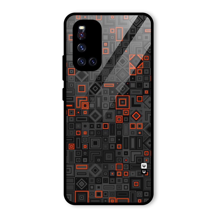 Orange Shapes Abstract Glass Back Case for Vivo V19
