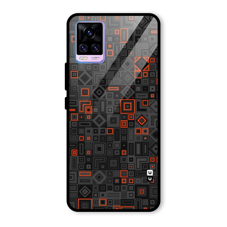 Orange Shapes Abstract Glass Back Case for Vivo V20 Pro