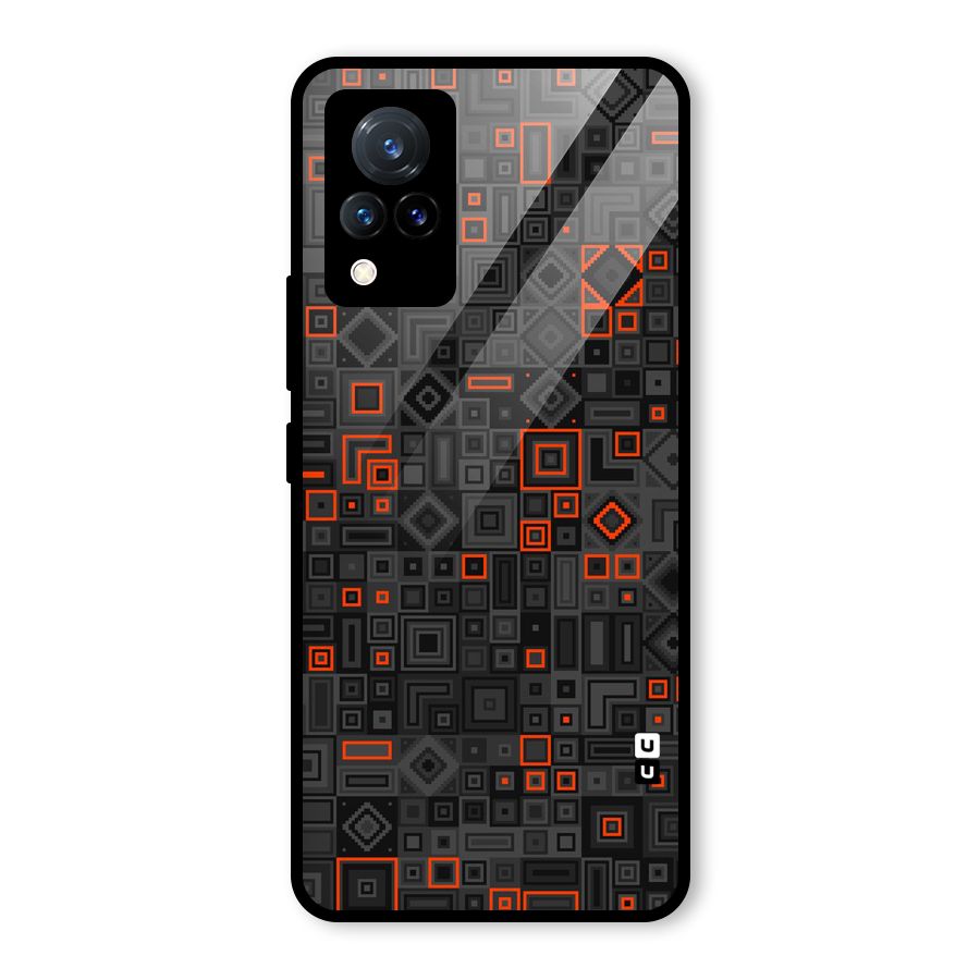 Orange Shapes Abstract Glass Back Case for Vivo V21 5G