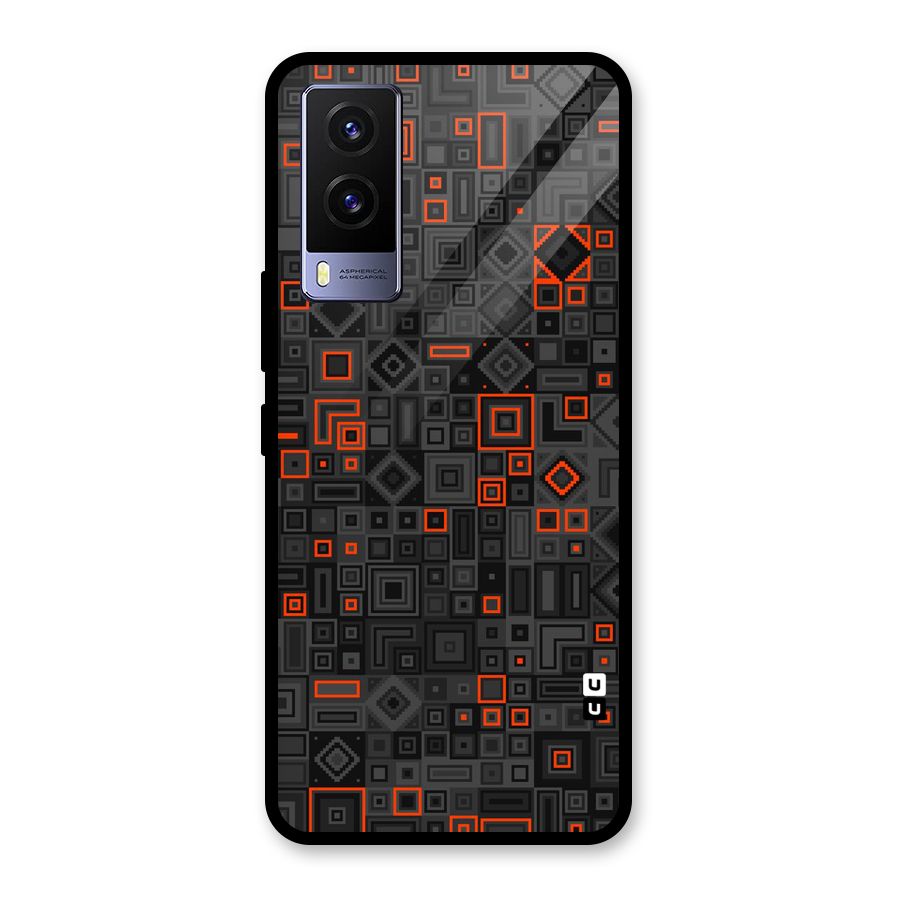 Orange Shapes Abstract Glass Back Case for Vivo V21e 5G