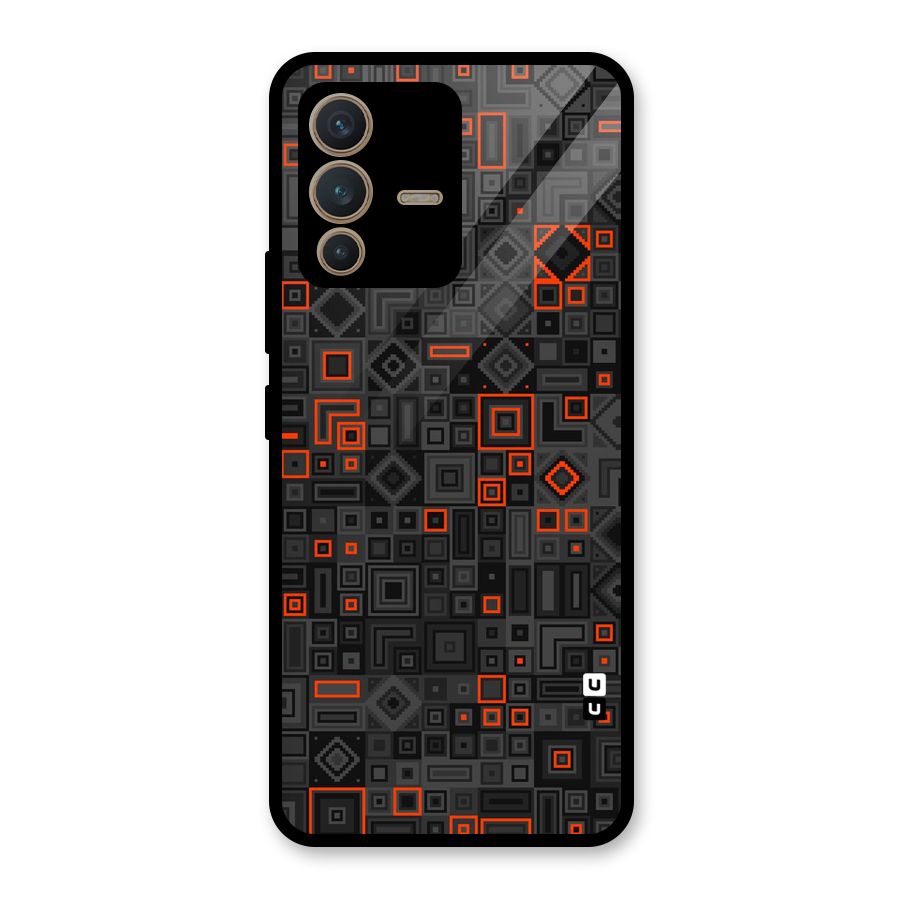 Orange Shapes Abstract Glass Back Case for Vivo V23 5G