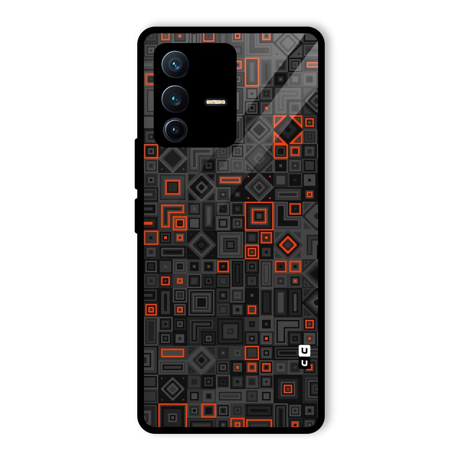 Orange Shapes Abstract Glass Back Case for Vivo V23 Pro