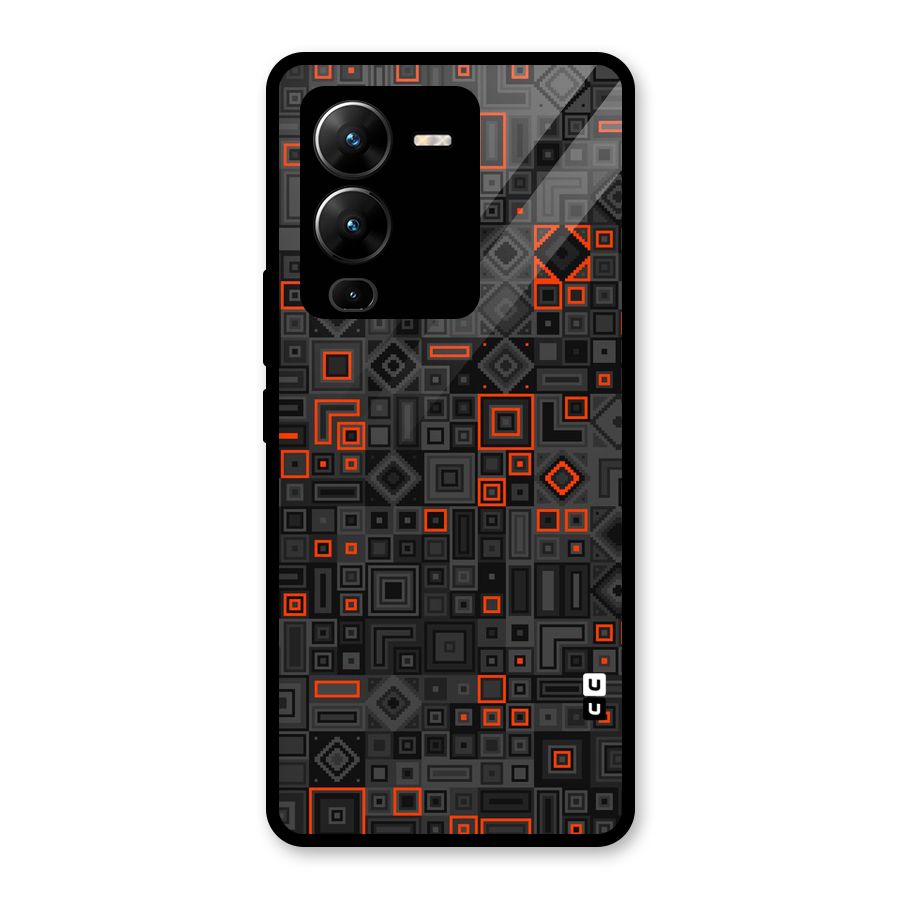Orange Shapes Abstract Glass Back Case for Vivo V25 Pro