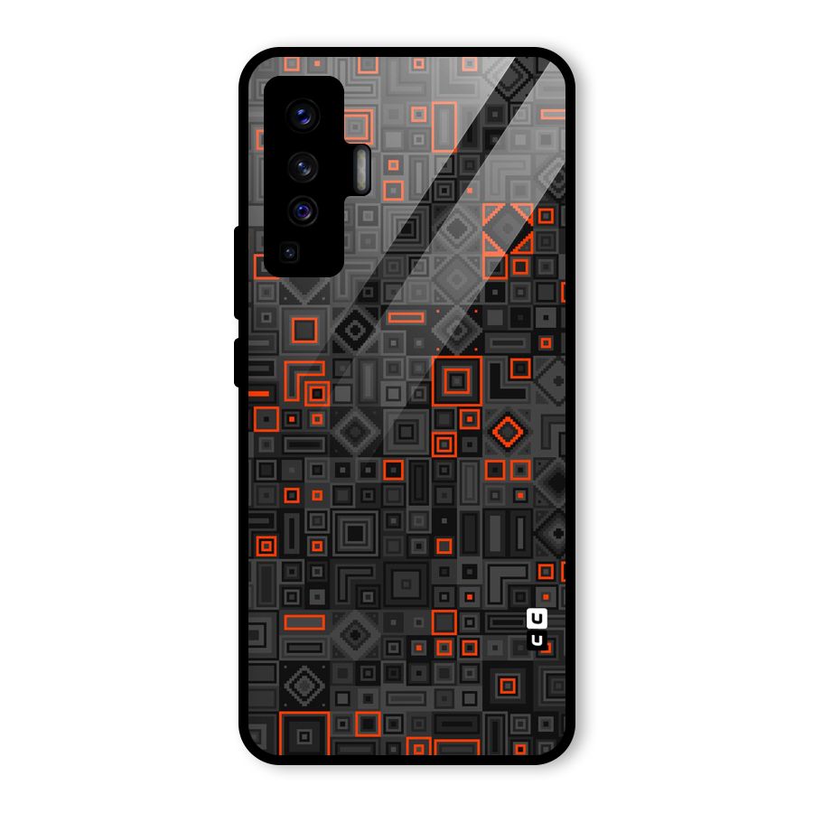 Orange Shapes Abstract Glass Back Case for Vivo X50