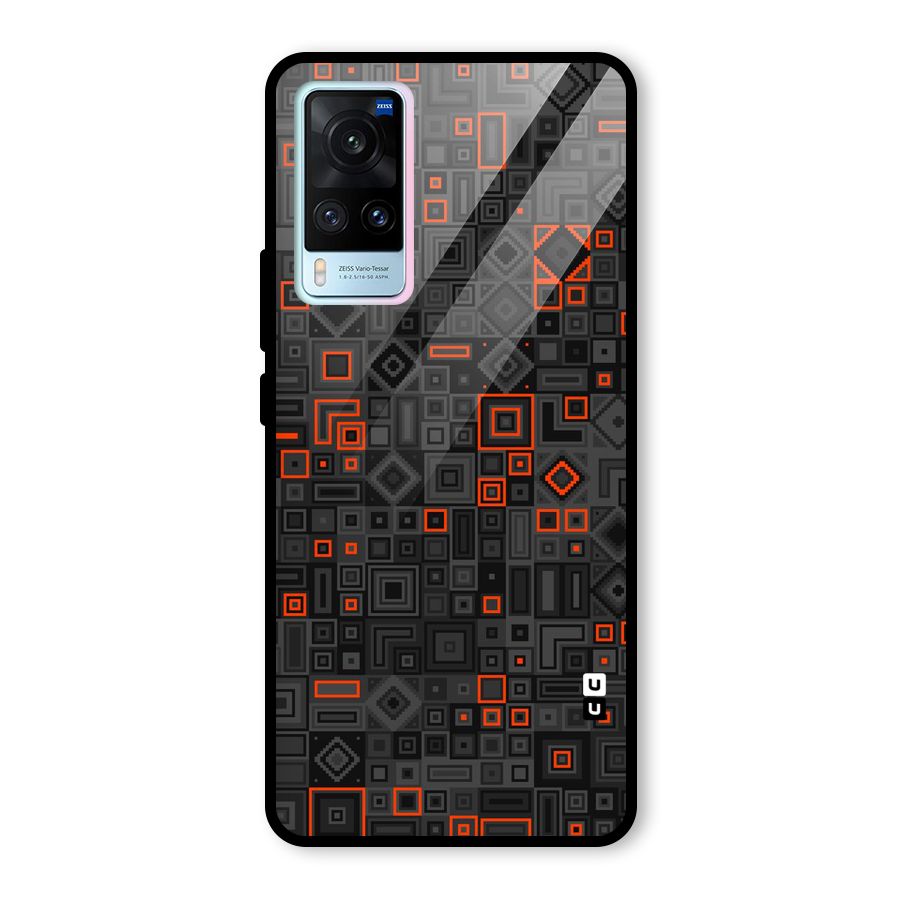 Orange Shapes Abstract Glass Back Case for Vivo X60