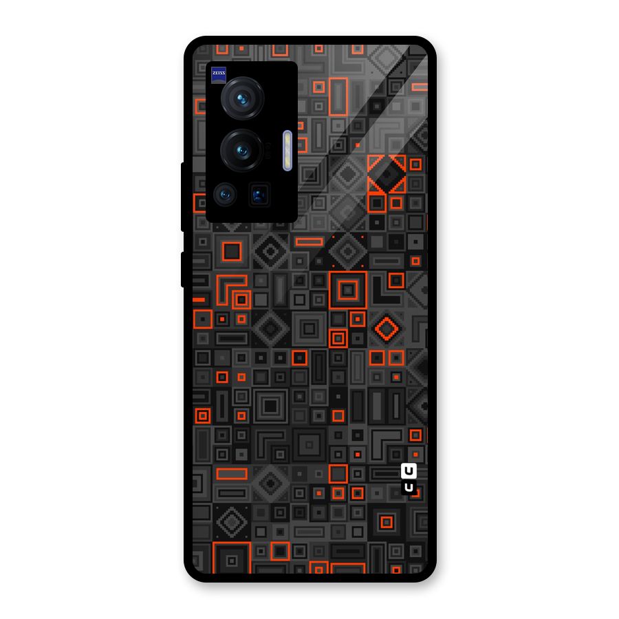 Orange Shapes Abstract Glass Back Case for Vivo X70 Pro