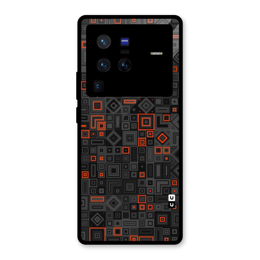 Orange Shapes Abstract Glass Back Case for Vivo X80 Pro