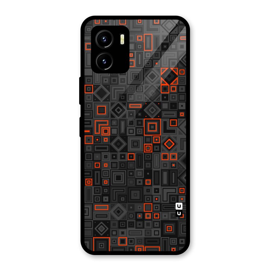 Orange Shapes Abstract Glass Back Case for Vivo Y15s