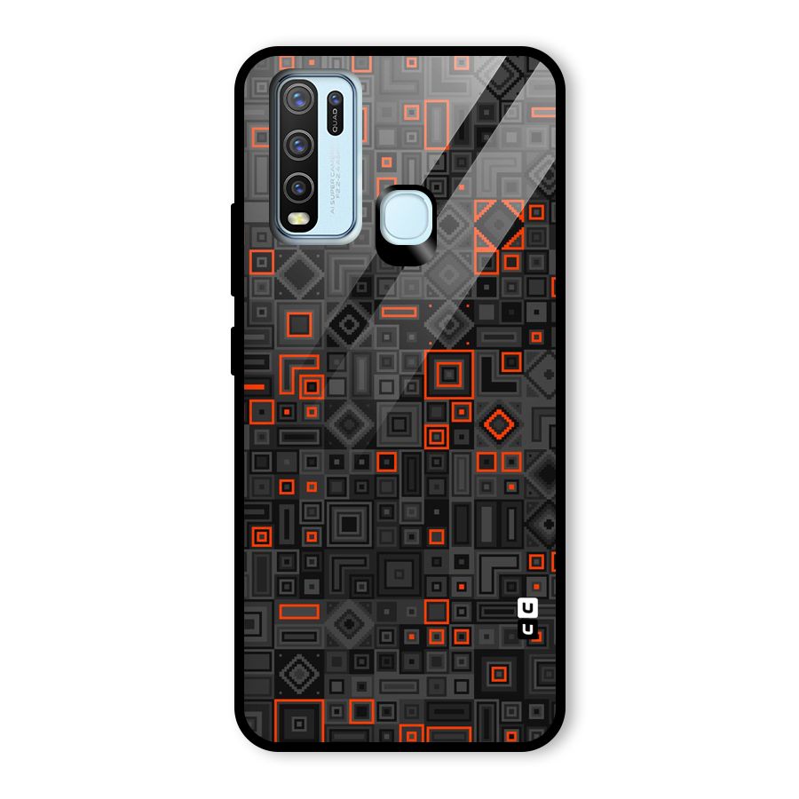 Orange Shapes Abstract Glass Back Case for Vivo Y30