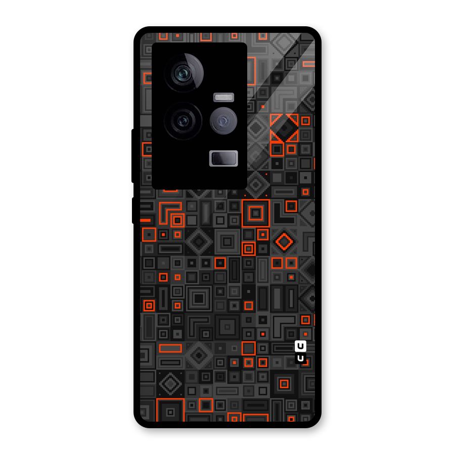 Orange Shapes Abstract Glass Back Case for Vivo iQOO 11 5G