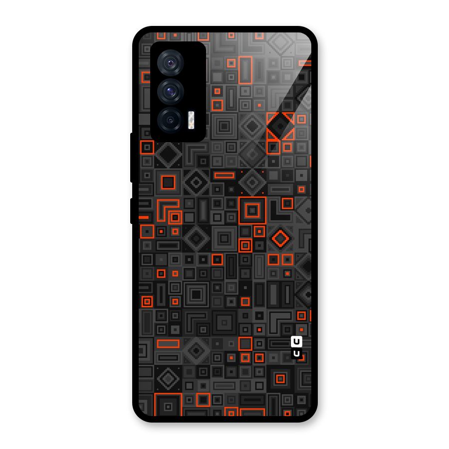 Orange Shapes Abstract Glass Back Case for Vivo iQOO 7 5G