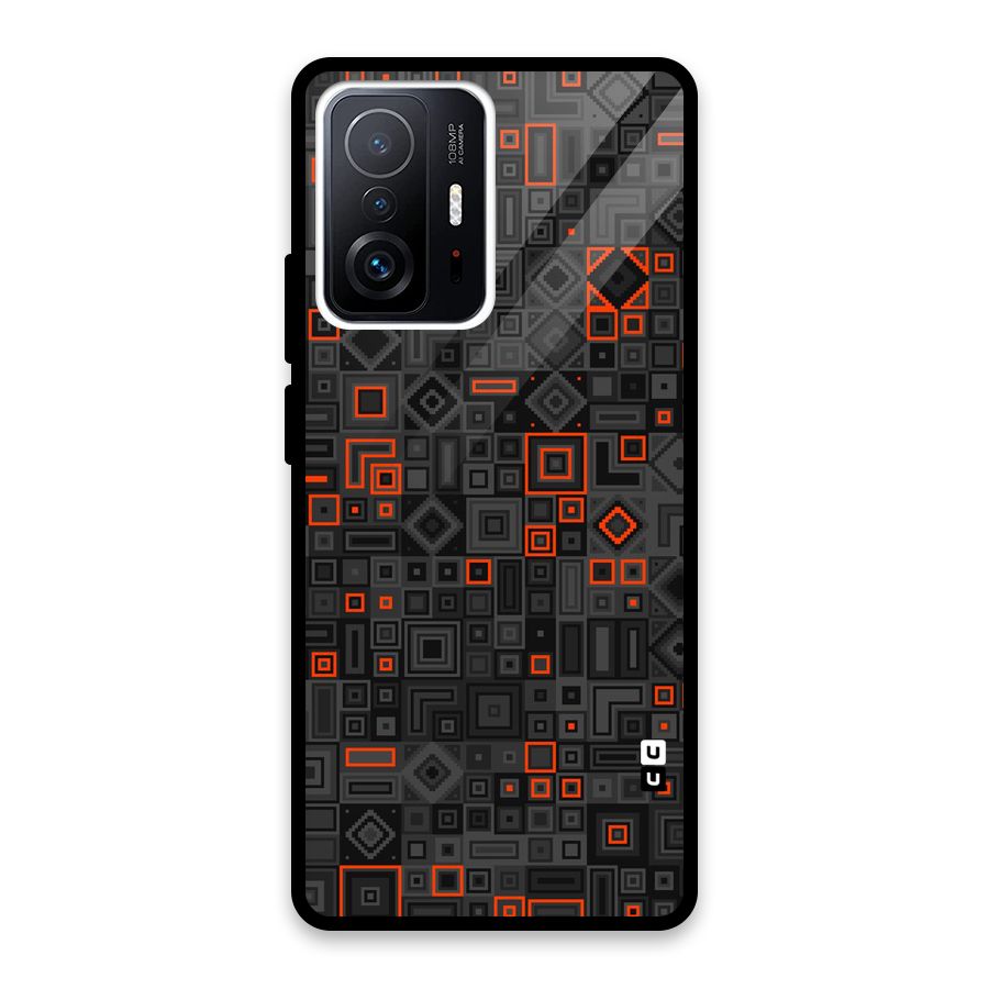 Orange Shapes Abstract Glass Back Case for Xiaomi 11T Pro