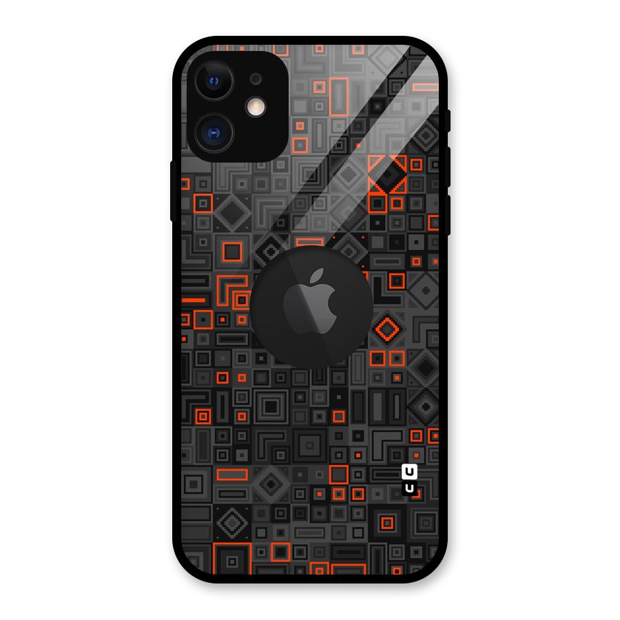 Orange Shapes Abstract Glass Back Case for iPhone 11 Logo Cut
