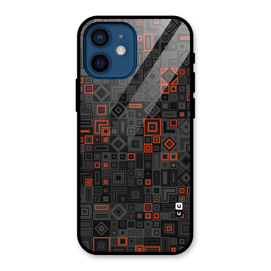 Orange Shapes Abstract Glass Back Case for iPhone 12 Mini