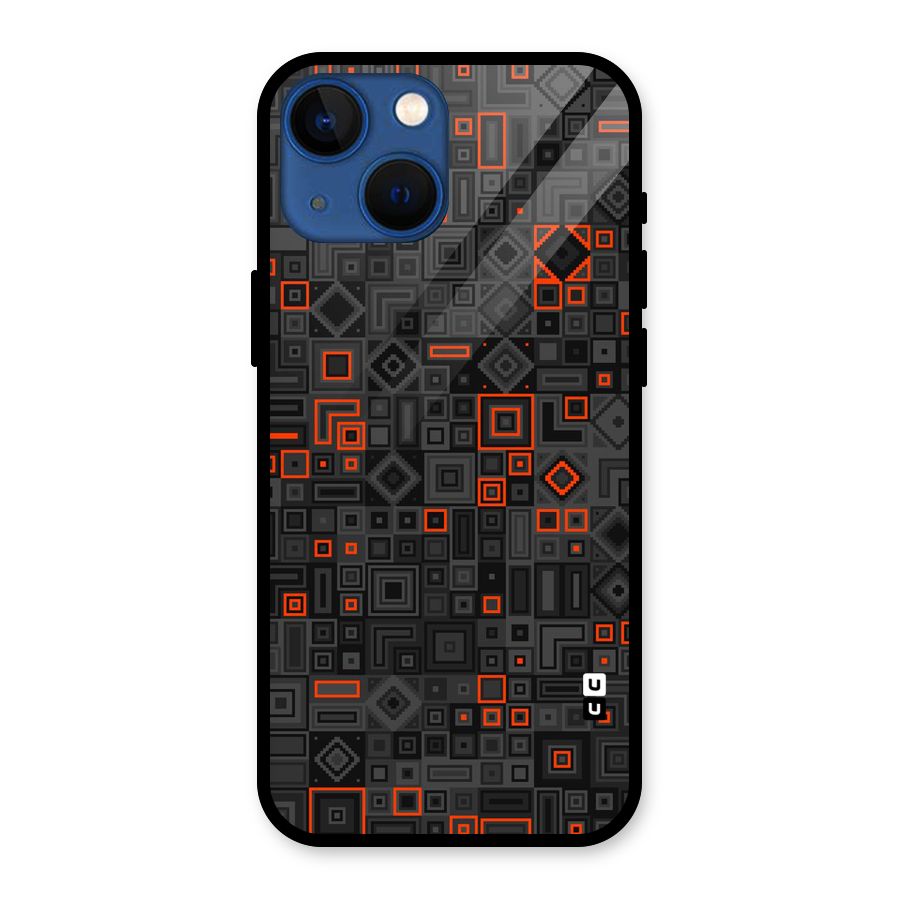 Orange Shapes Abstract Glass Back Case for iPhone 13 Mini