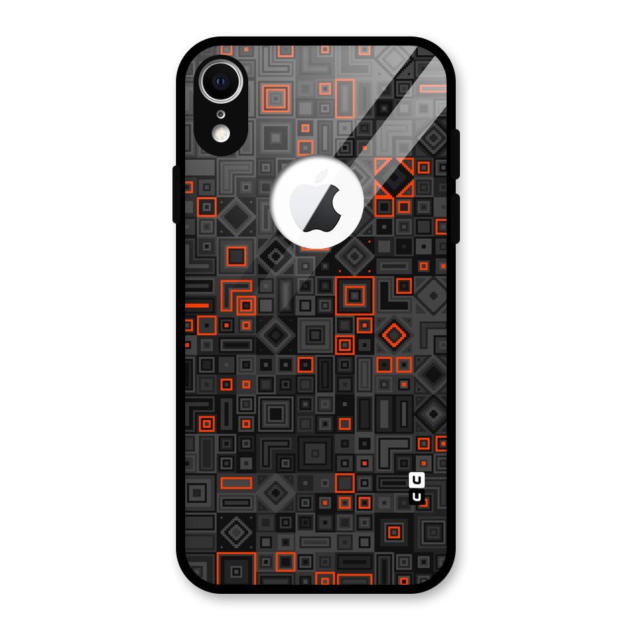 Orange Shapes Abstract Glass Back Case for iPhone XR Logo Cut