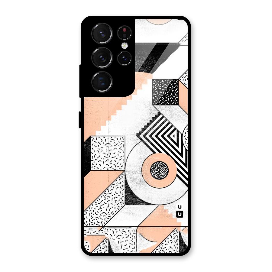 Orange Zig Zag Glass Back Case for Galaxy S21 Ultra 5G