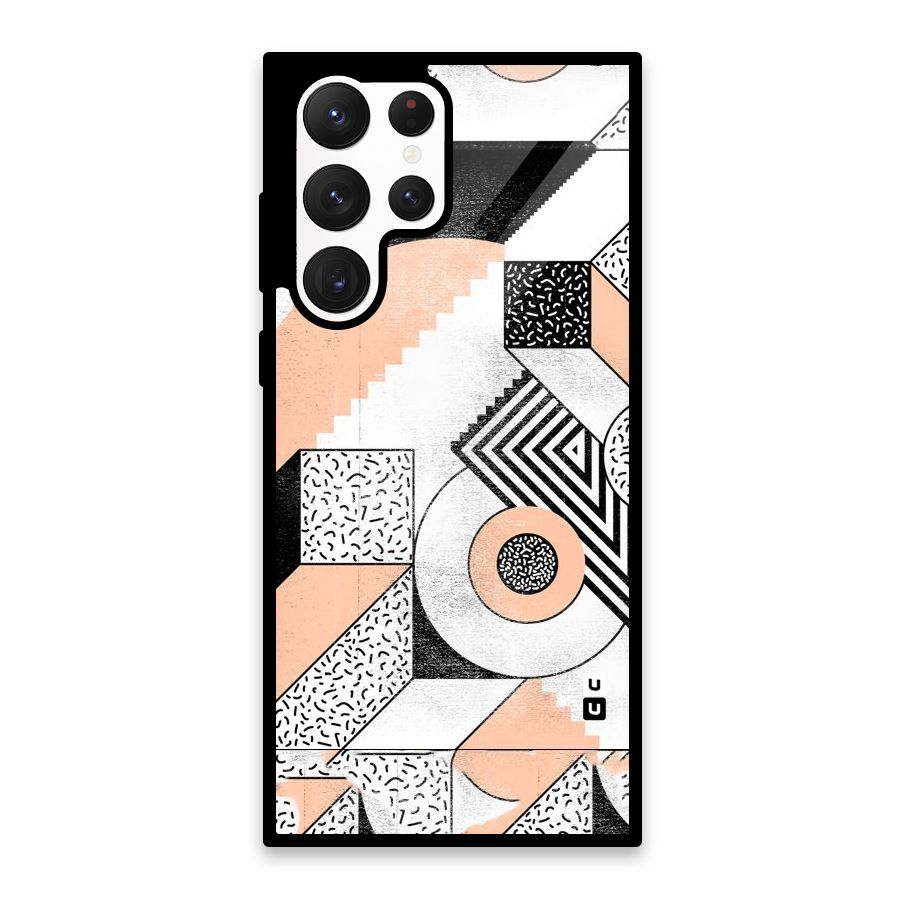 Orange Zig Zag Glass Back Case for Galaxy S22 Ultra 5G