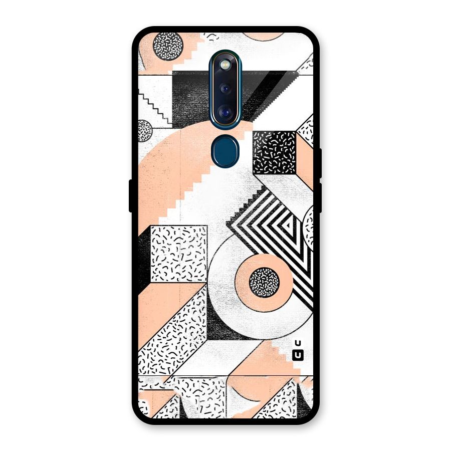 Orange Zig Zag Glass Back Case for Oppo F11 Pro