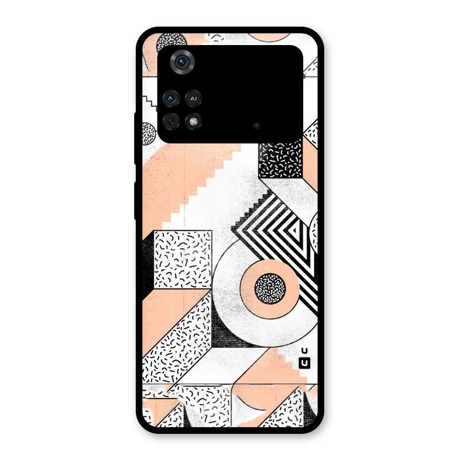 Orange Zig Zag Glass Back Case for Poco M4 Pro 4G