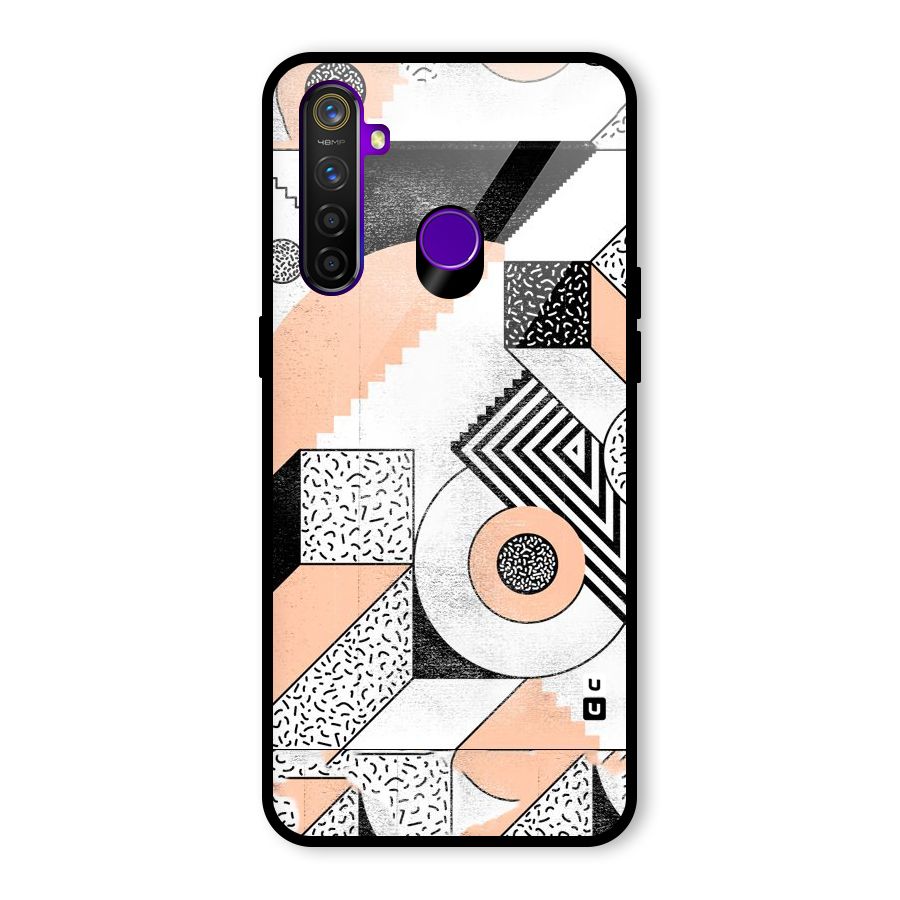 Orange Zig Zag Glass Back Case for Realme 5 Pro