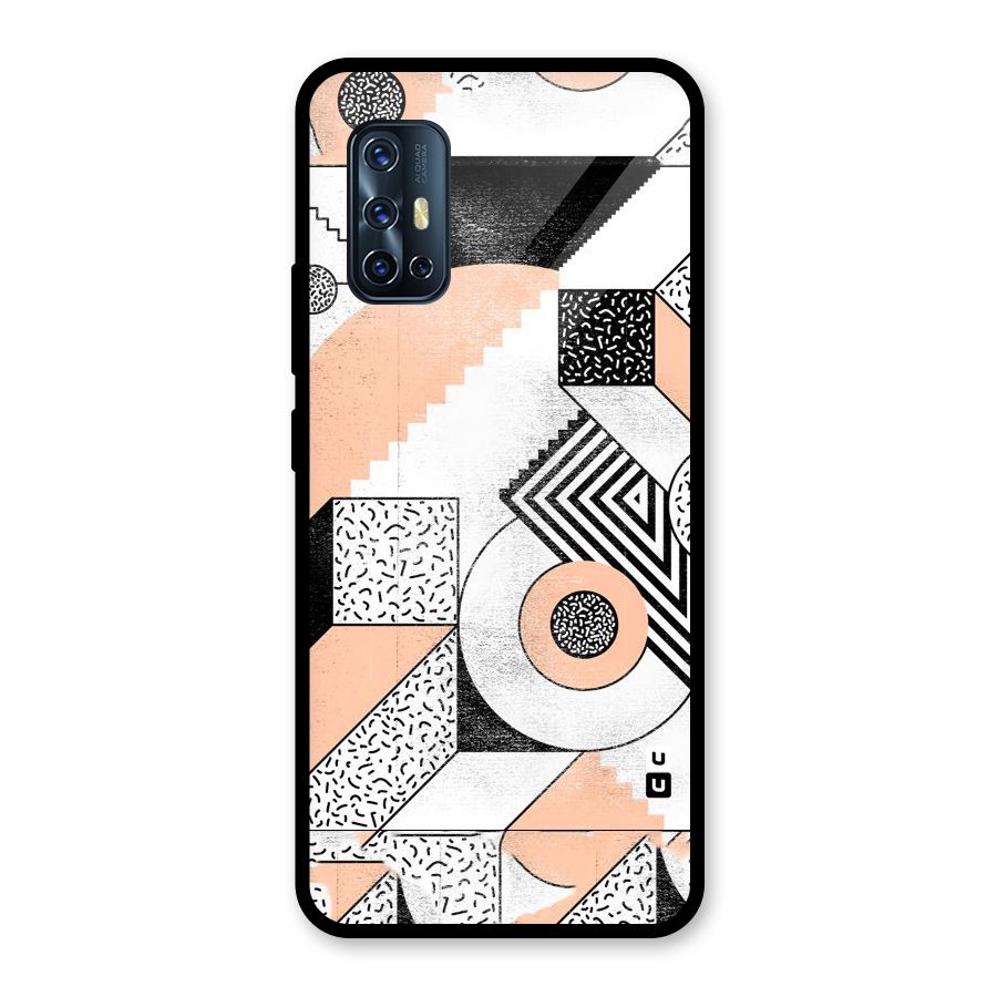 Orange Zig Zag Glass Back Case for Vivo V17