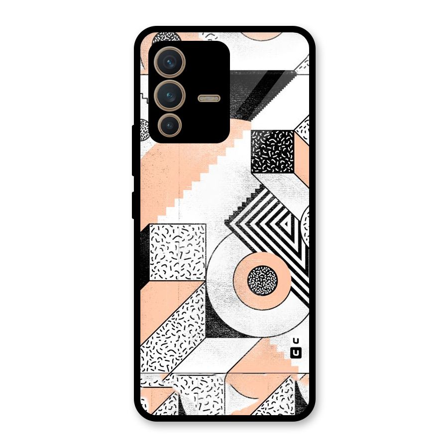 Orange Zig Zag Glass Back Case for Vivo V23 5G