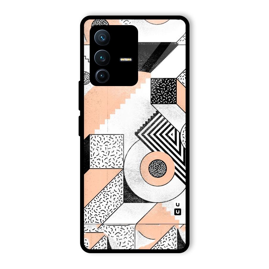 Orange Zig Zag Glass Back Case for Vivo V23 Pro