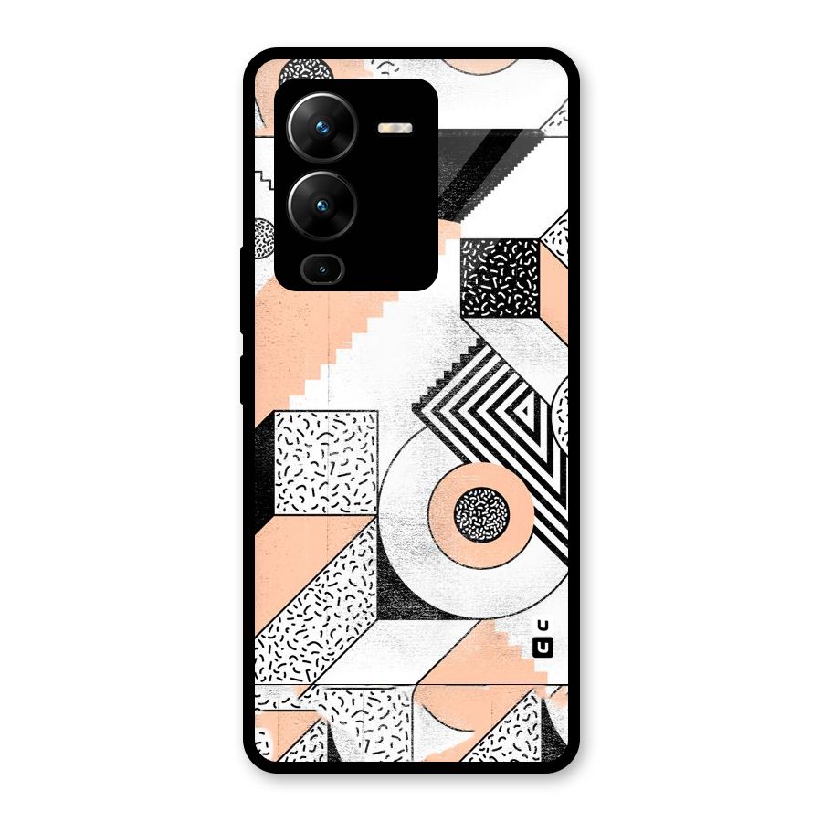 Orange Zig Zag Glass Back Case for Vivo V25 Pro