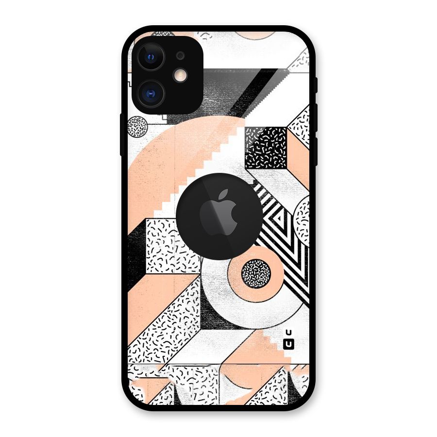 Orange Zig Zag Glass Back Case for iPhone 11 Logo Cut