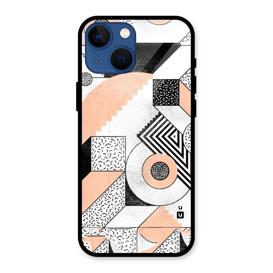 Orange Zig Zag Glass Back Case for iPhone 13 Mini