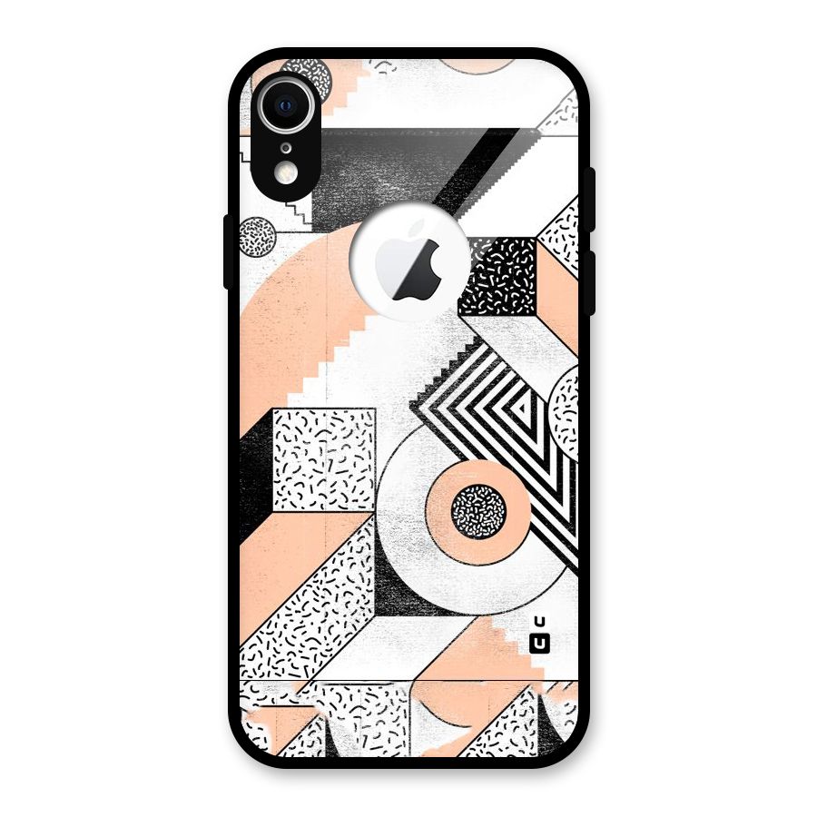 Orange Zig Zag Glass Back Case for iPhone XR Logo Cut